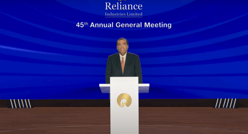Reliance Industries Chairman, Mukesh Ambani addressing Reliance Industries Annual General Meeting (AGM) 2022.
