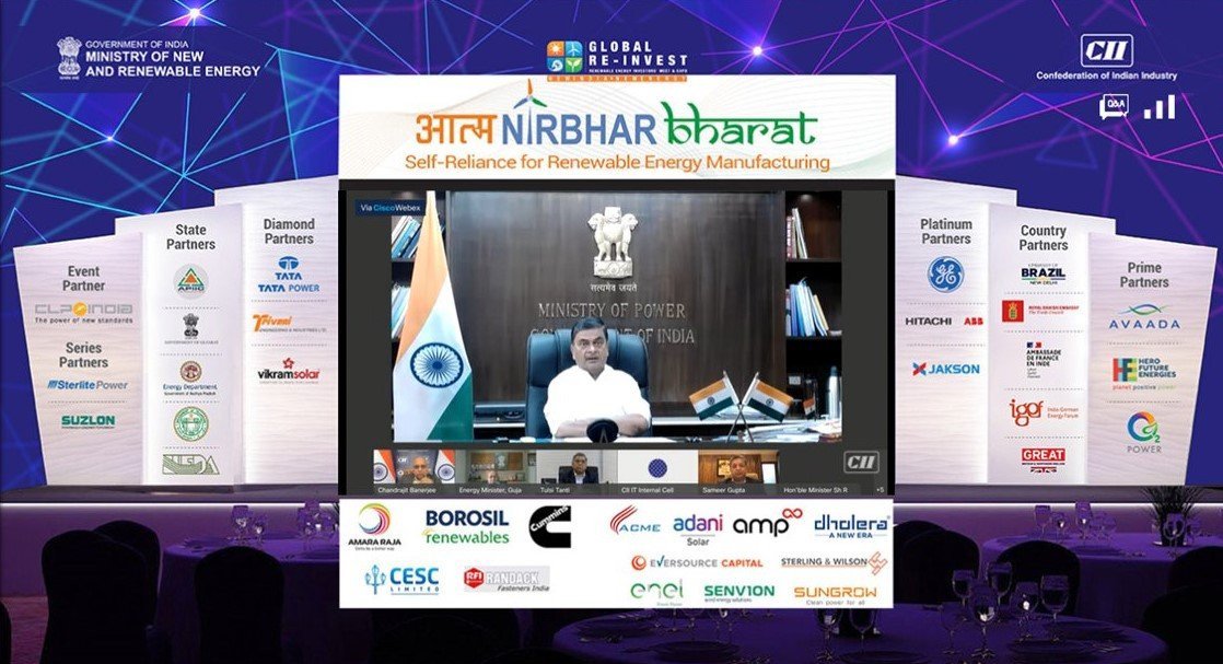 Snapshot of India's Power and Renewable Energy Minister, R K Singh addressing CII AatmaNirbhar Bharat Conference on Self Reliance in Renewable Energy Manufacturing.